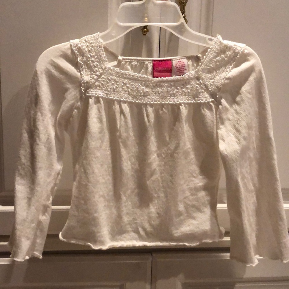 Xhilaration Boho square open lace trim neckline with bell sleeves